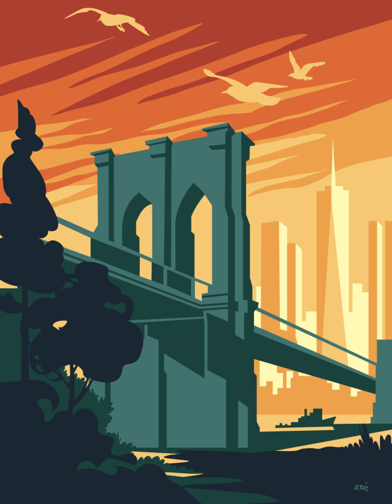 illustration Brooklyn Bridge New York City