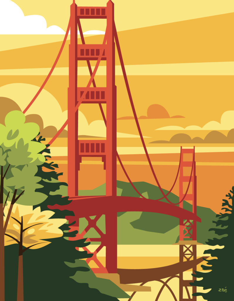 illustration Golden Gate bridge San Francisco USA
