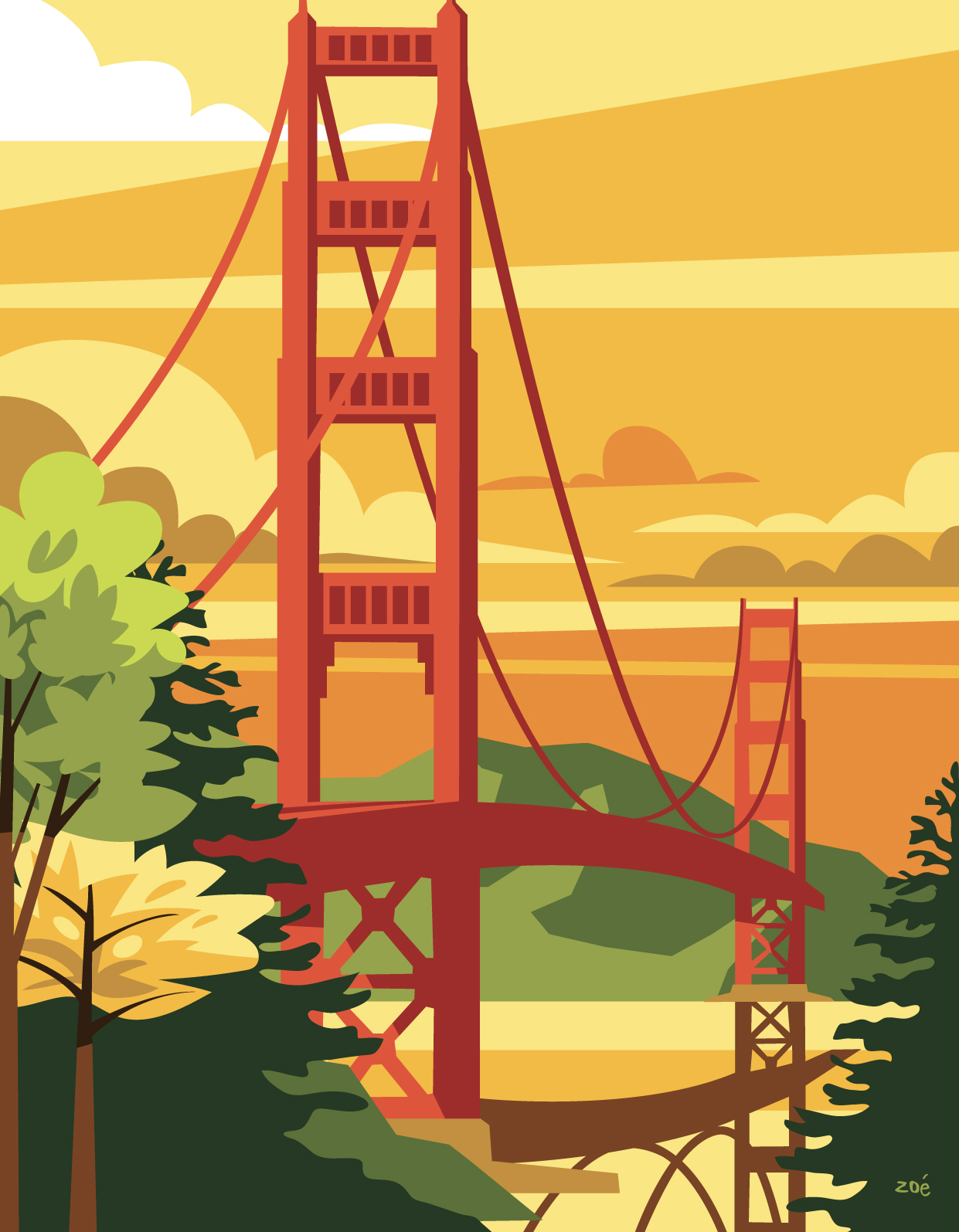 illustration Golden Gate bridge San Francisco USA