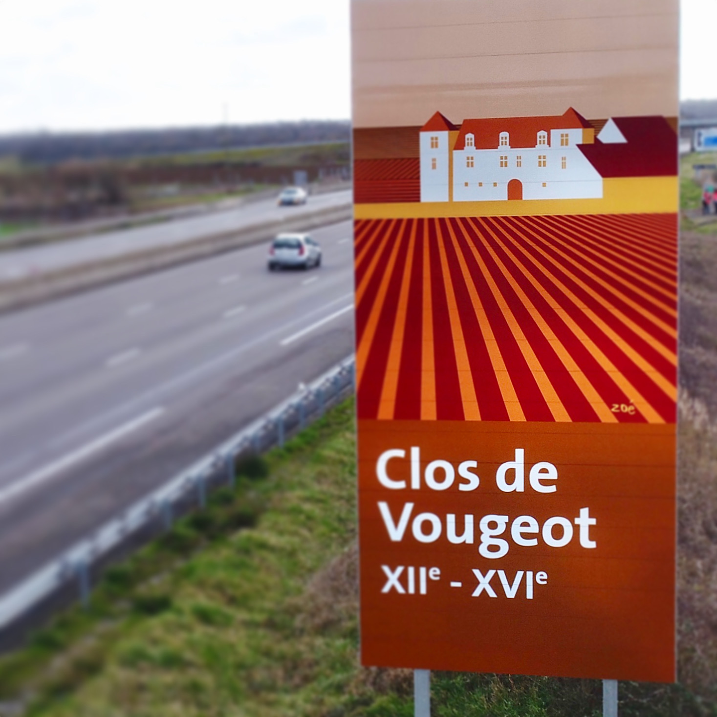 illustration panneau autoroute Clos de Vougeot