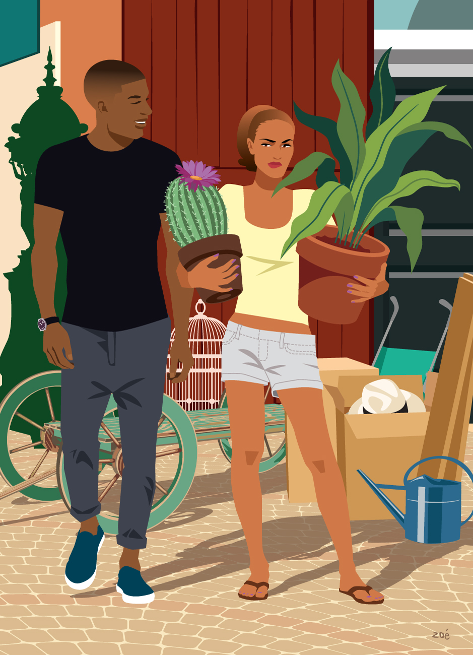 illustration couple brocante