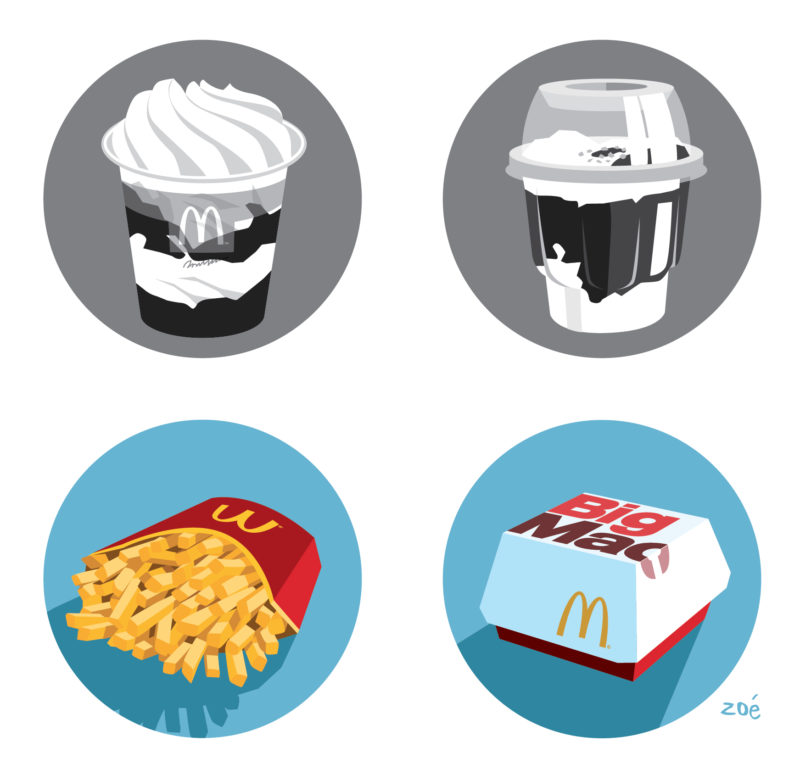 illustration packaging mac Donald's vignettes