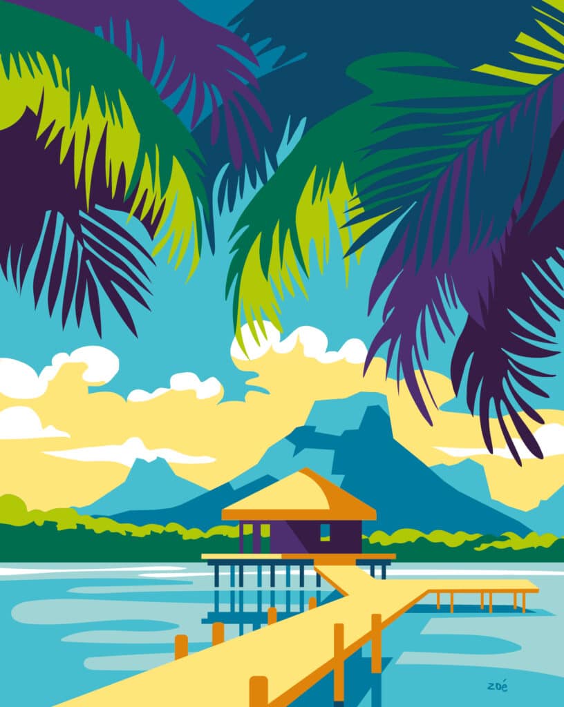 illustration plage tahiti