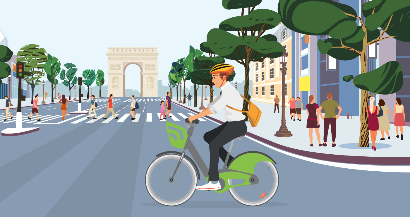 illustration Champs-Elysése Paris velib