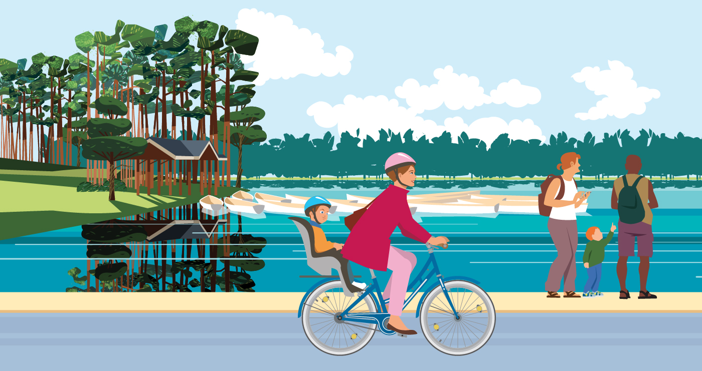 illustration bois de boulogne cycliste