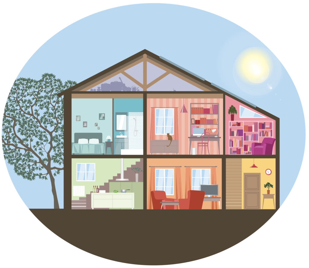 illustration maison en coupe
