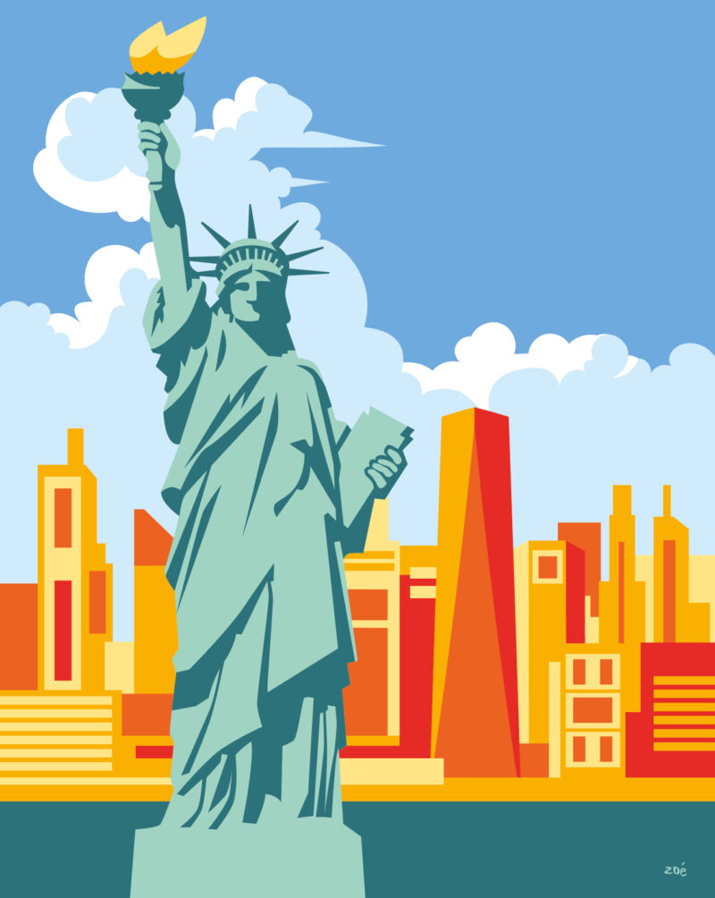illustration skyline zoe illustratrice new york statue de la liberte