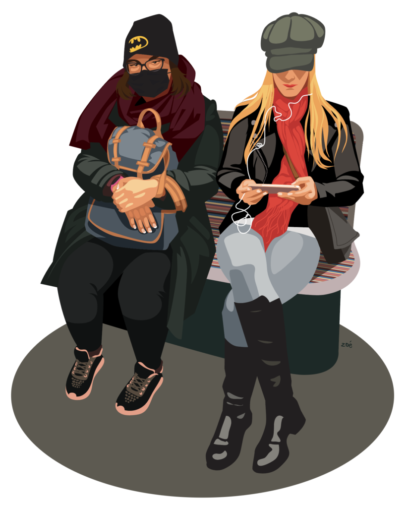 illustration personnages métro paris
