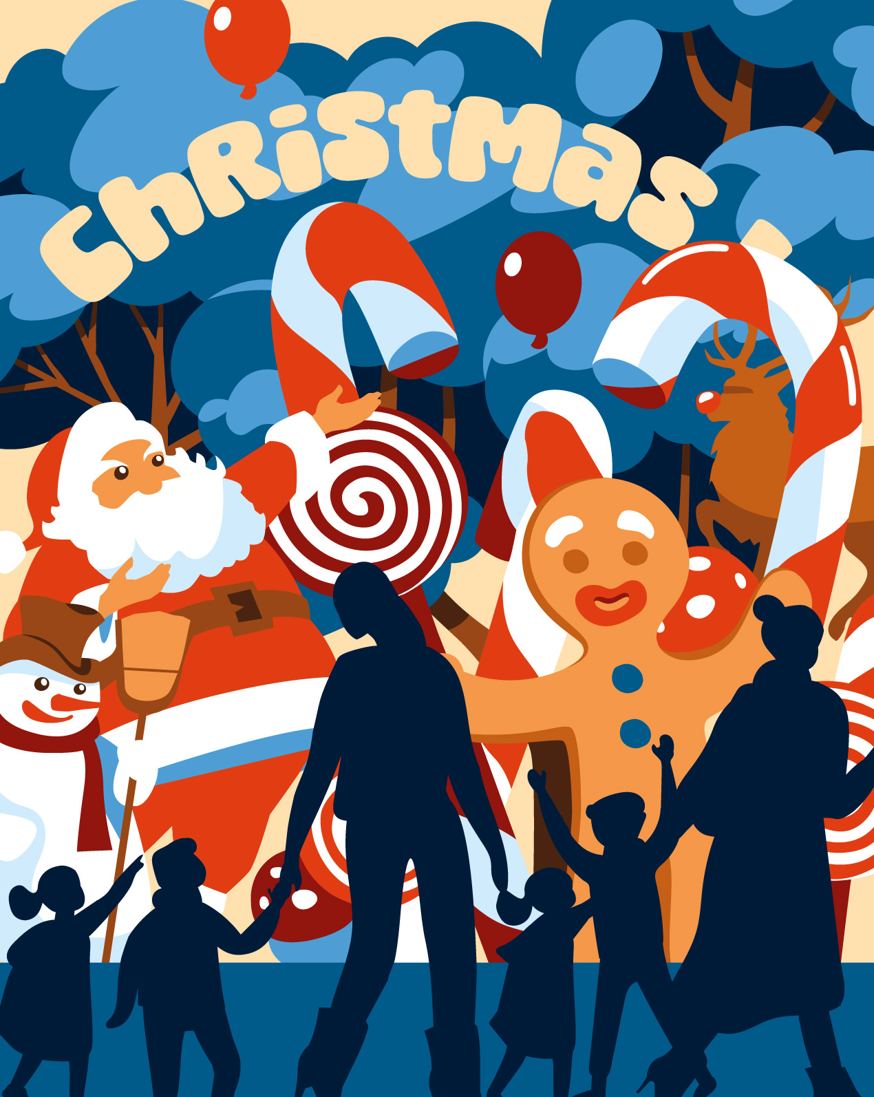 illustration coloriage vacances d'hiver vitrines grands magasins Zoé illustratrice